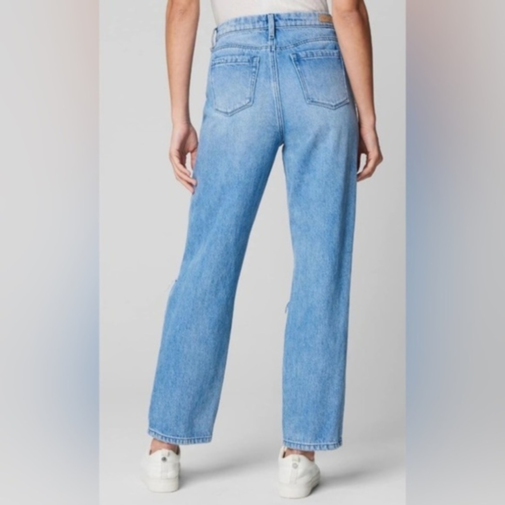 [BLANKNYC]The Baxter High-Rise Straight Jeans Light Wash Blue Distressed size 24